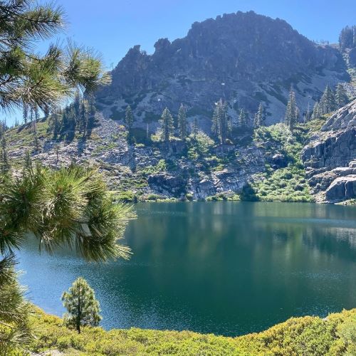 Gold Lake with Sierra Buttes reflected on the water — a highlight on the Day 2 route