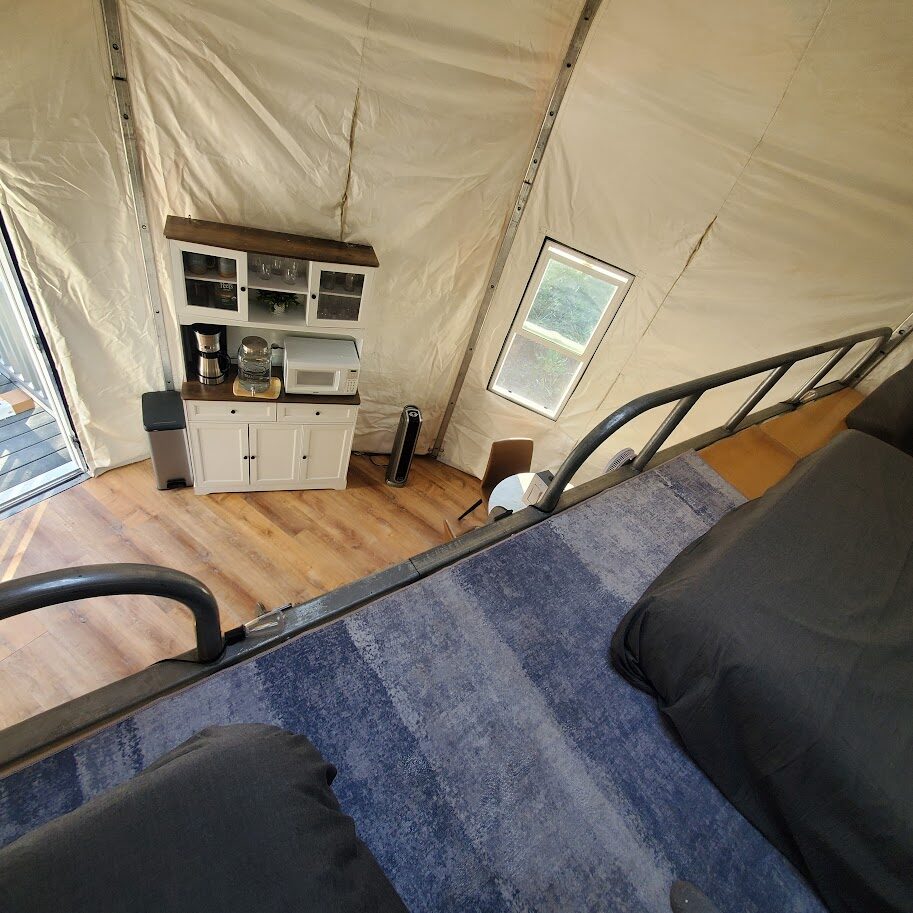 Yurt loft sleeping area at Beckwourth Peak High Camp