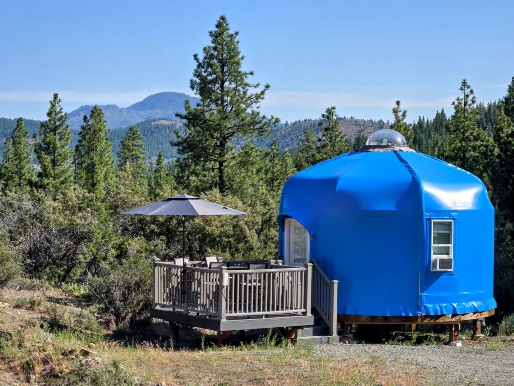 Yurt rental with stargazing skylight at Beckwourth Peak High Camp, Portola CA