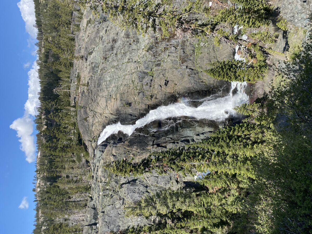 Frazier Falls 176-foot waterfall hike in Plumas National Forest near Portola