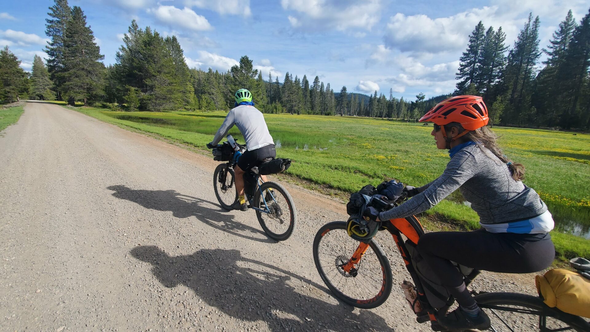Bikepacking on a forest road near Portola in the Lost Sierra
